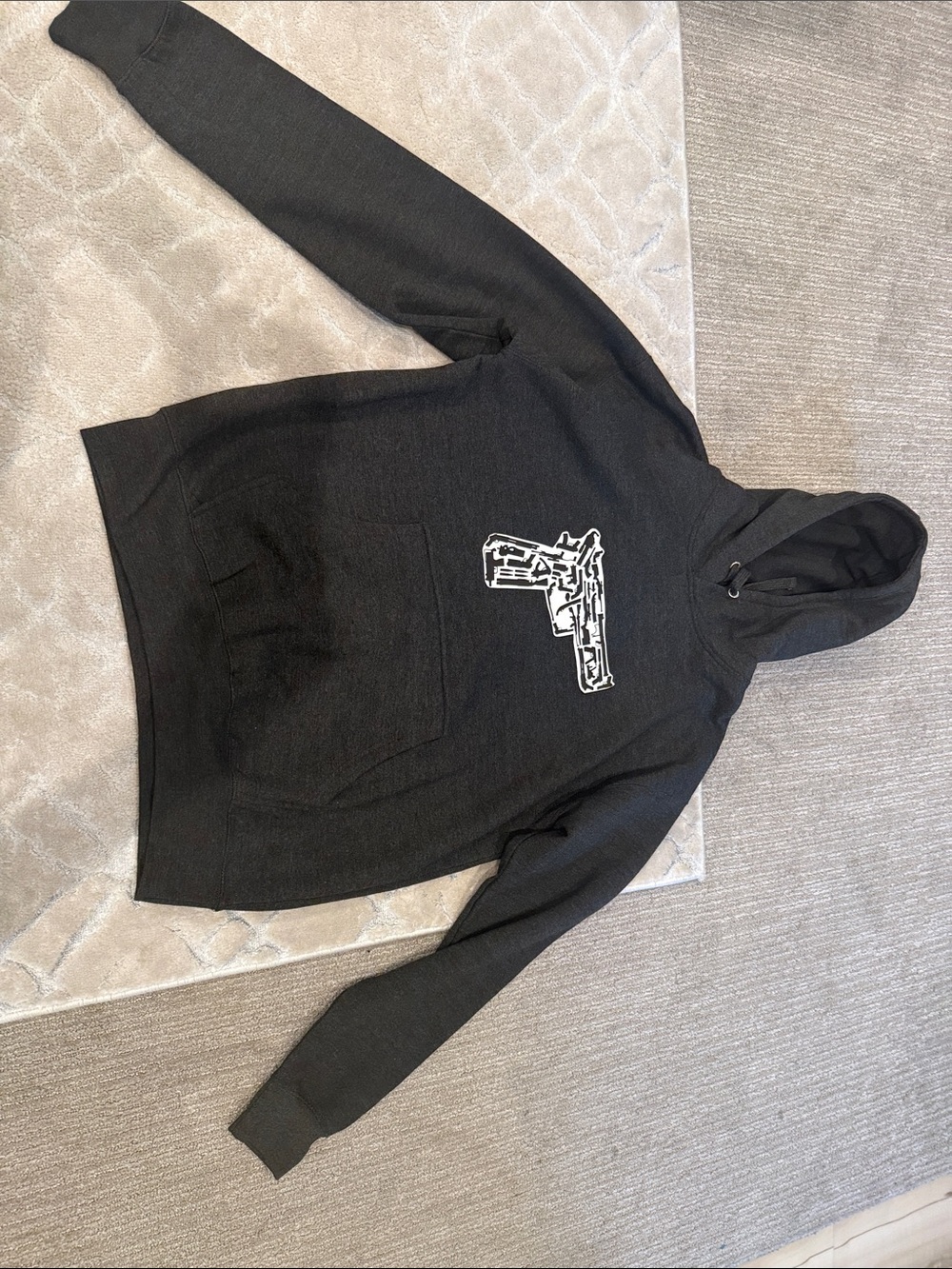 Active USA Black Hoodie with White Pistol Graphic